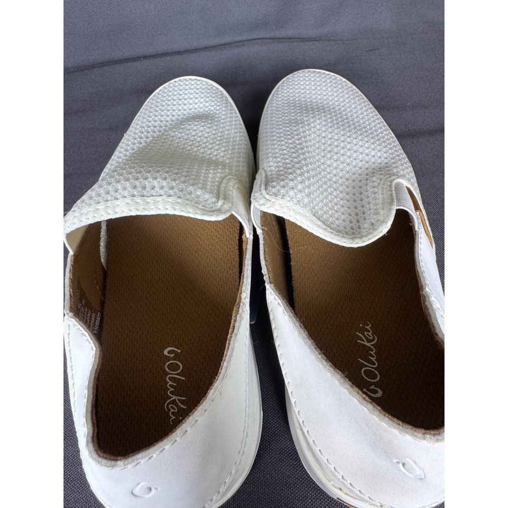 OluKai Pehuea Womens 9 New White Mesh Slip On Sneakers Flip Flop Beach Island - Picture 6 of 13